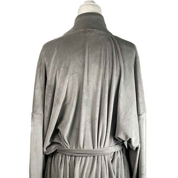 SKIMS Size Med Velour Long Wrap Robe Gray Belted Soft Plush Lounge Pockets - Picture 7 of 12